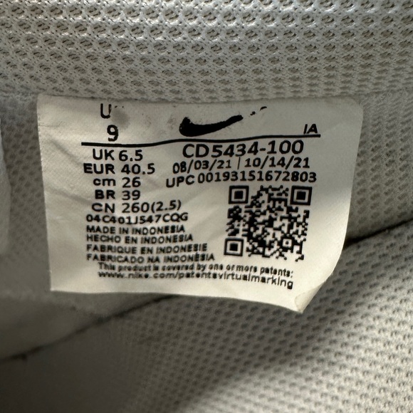 Men’s Nike Court Vision Lo White Size 9 Medium - Picture 2 of 7